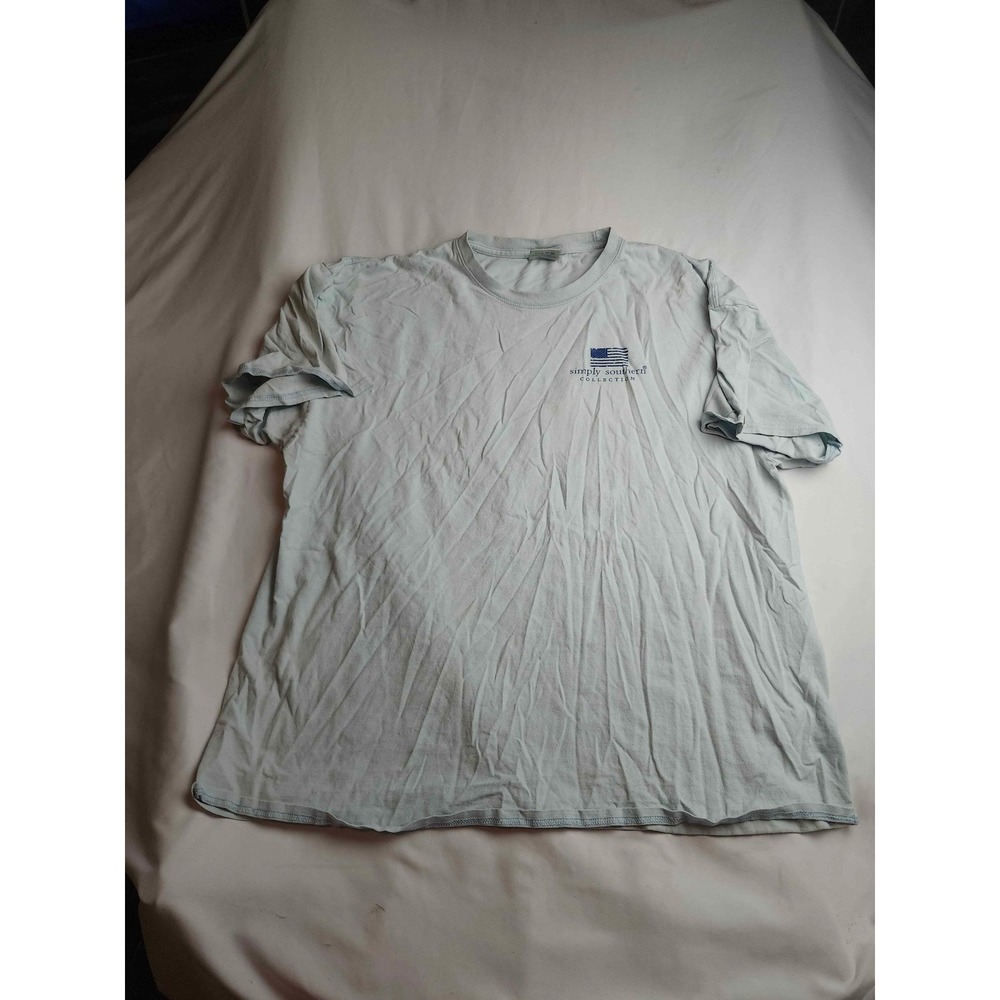 Simply Southern Raised Right American Flag Truck T-Shirt Light Blue Mens XXL